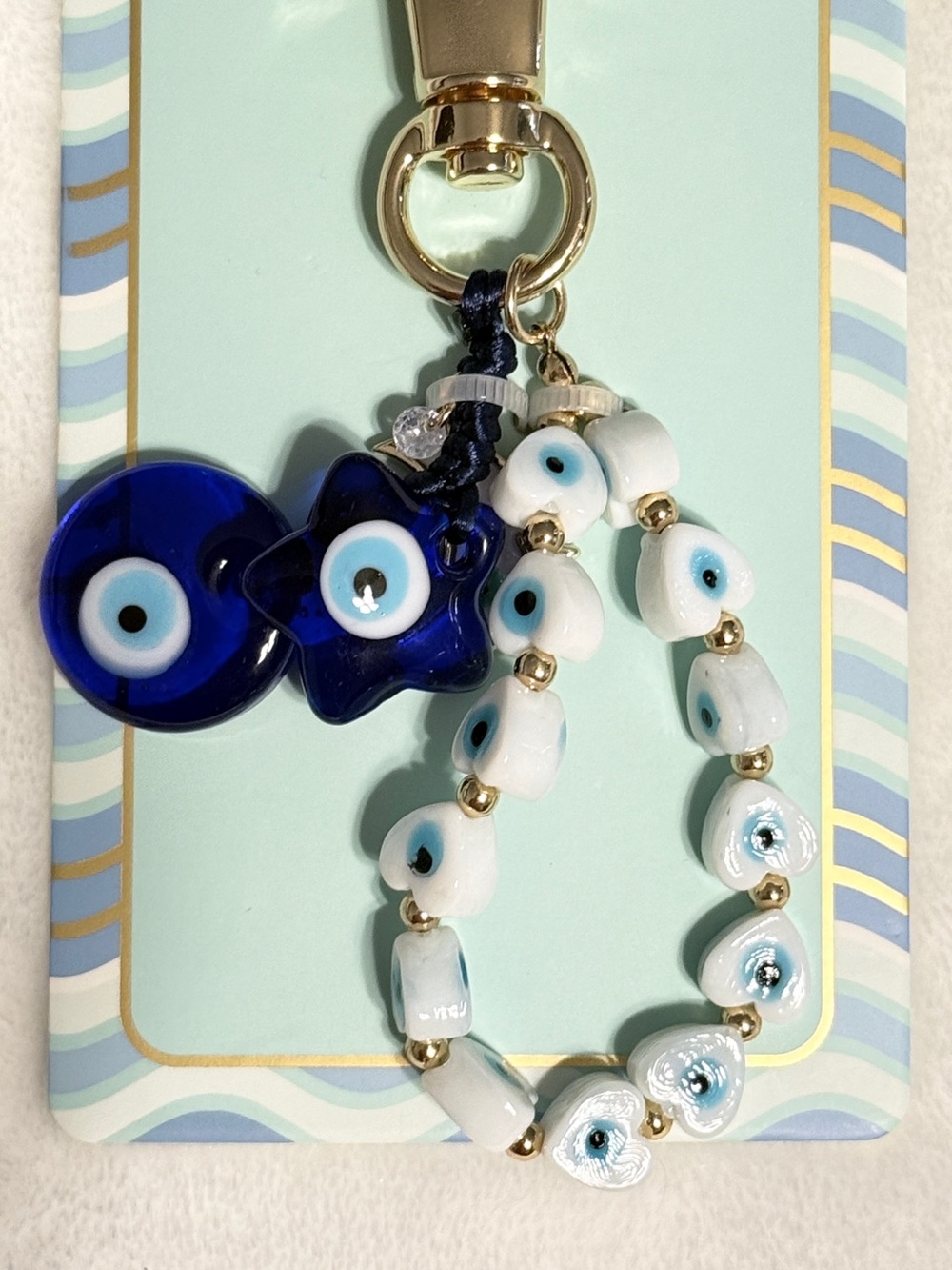 Piper K Blue Evil Eye Bag Charm & Key Chain - Picture 2 of 2